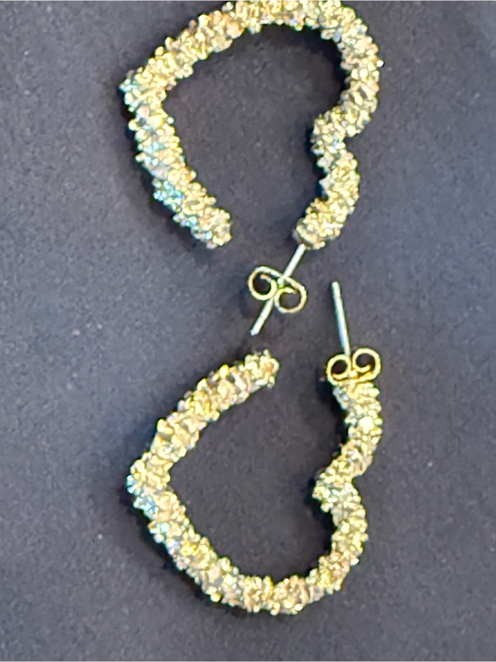 Gold Textured Hoop Earrings - Women Jewelry